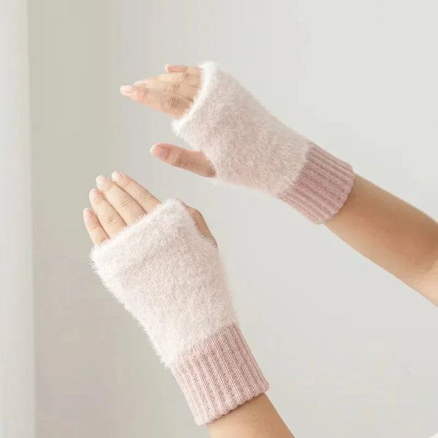 Gants sans doigts en vison doux