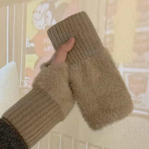 Gants sans doigts en vison doux