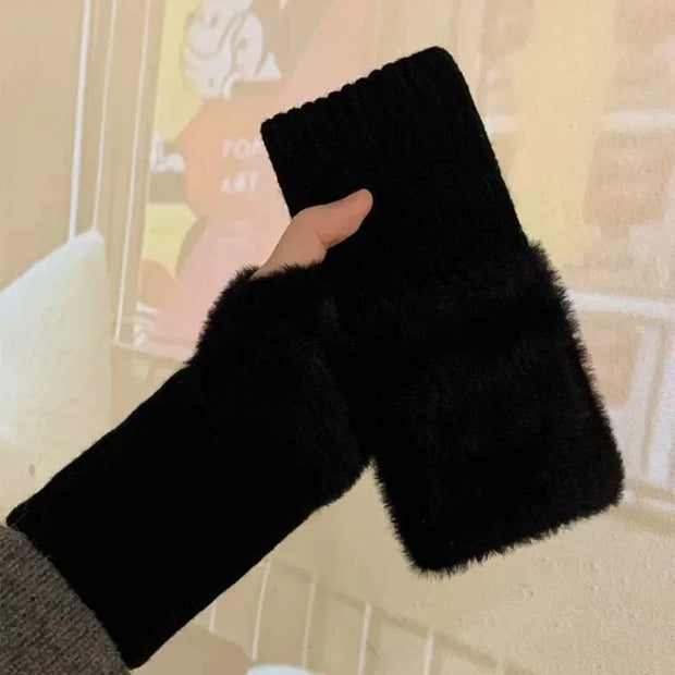 Gants sans doigts en vison doux