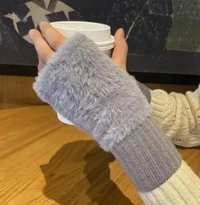 Gants sans doigts en vison doux
