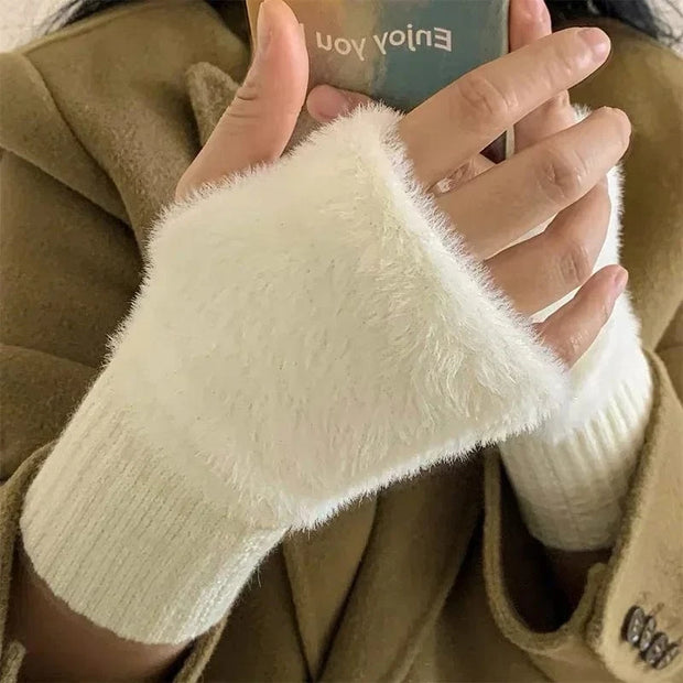 Gants sans doigts en vison doux