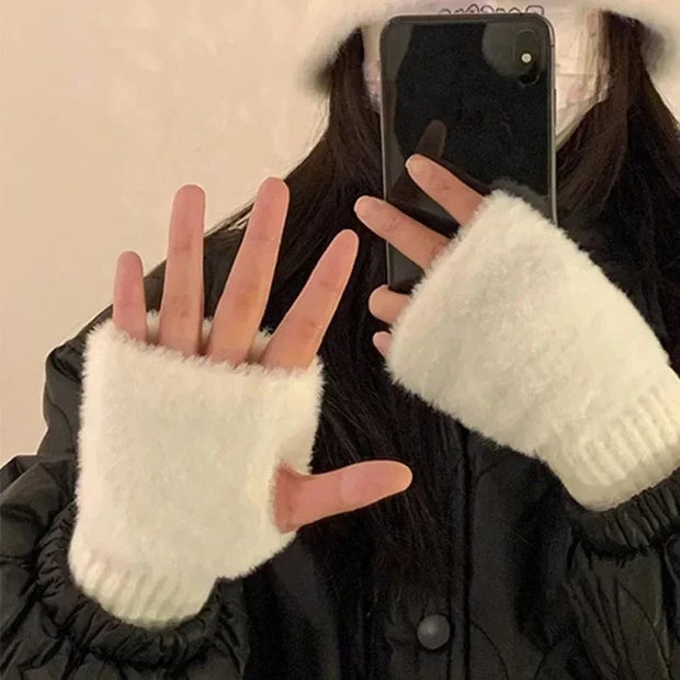 Gants sans doigts en vison doux