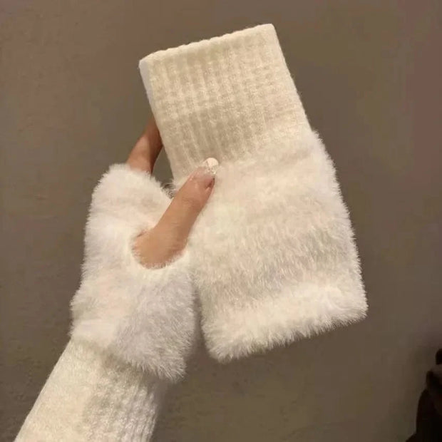 Gants sans doigts en vison doux
