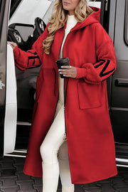 Ladies' Hooded Long Sleeve Knitted Sleeves Patchwork Casual Jacket - MATCHING MASTER
