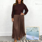🔥Black Friday Promotion 41%OFF🔥Women's solid color Long Sleeve Jumper & Pleated Bottom Dress