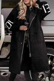 Ladies' Hooded Long Sleeve Knitted Sleeves Patchwork Casual Jacket - MATCHING MASTER