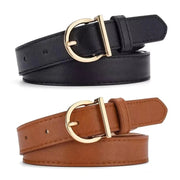Ceinture en cuir pour femme – boucle dorée élégante, style casual et chic