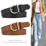 Ceinture en cuir pour femme – boucle dorée élégante, style casual et chic