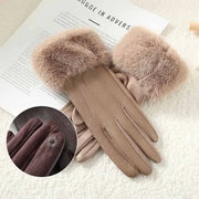 Gants élégants en cuir avec bordure en fourrure douce – Confort et style hivernal