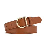 Ceinture en cuir pour femme – boucle dorée élégante, style casual et chic
