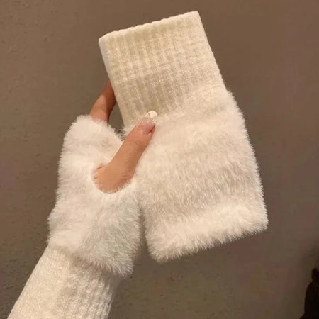 Gants sans doigts en vison doux