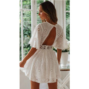 Liva - Robe blanche en dentelle à la mode