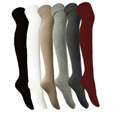 Chaussettes hautes côtelées pour femme – Style cosy