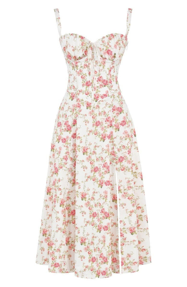 Floral Bustier Midriff Waist Shaper Dress