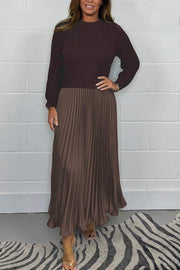 🔥Black Friday Promotion 41%OFF🔥Women's solid color Long Sleeve Jumper & Pleated Bottom Dress