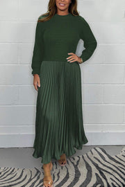 🔥Black Friday Promotion 41%OFF🔥Women's solid color Long Sleeve Jumper & Pleated Bottom Dress