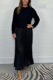🔥Black Friday Promotion 41%OFF🔥Women's solid color Long Sleeve Jumper & Pleated Bottom Dress