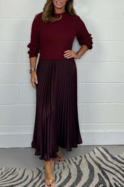🔥Black Friday Promotion 41%OFF🔥Women's solid color Long Sleeve Jumper & Pleated Bottom Dress