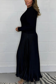 🔥Black Friday Promotion 41%OFF🔥Women's solid color Long Sleeve Jumper & Pleated Bottom Dress