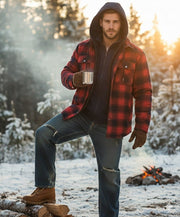Icone™ PlaidJacket: Heren Stijlvol Met Capuchon Rits Omhoog Geruit Jas